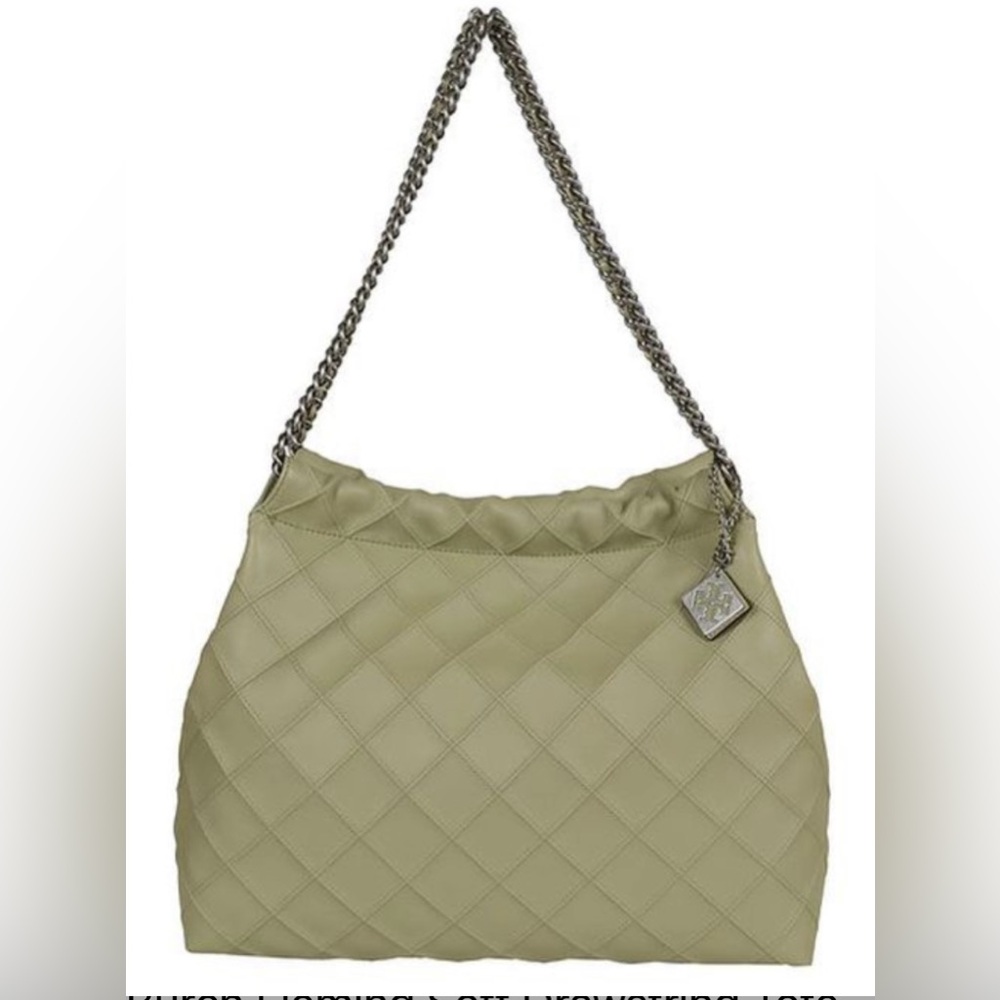 Tory Burch Quilted Hobo Bag in Light Olive